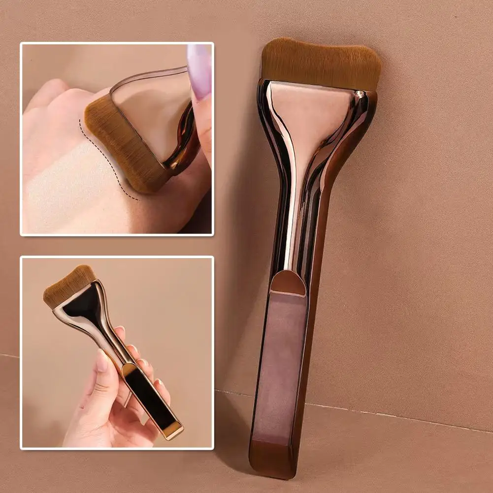 Brochas de maquillaje para base, brochas para máscara superior ultrafina, contorno de nariz, cepillo en forma de U para sombra de nariz de doble cabezal B0I7