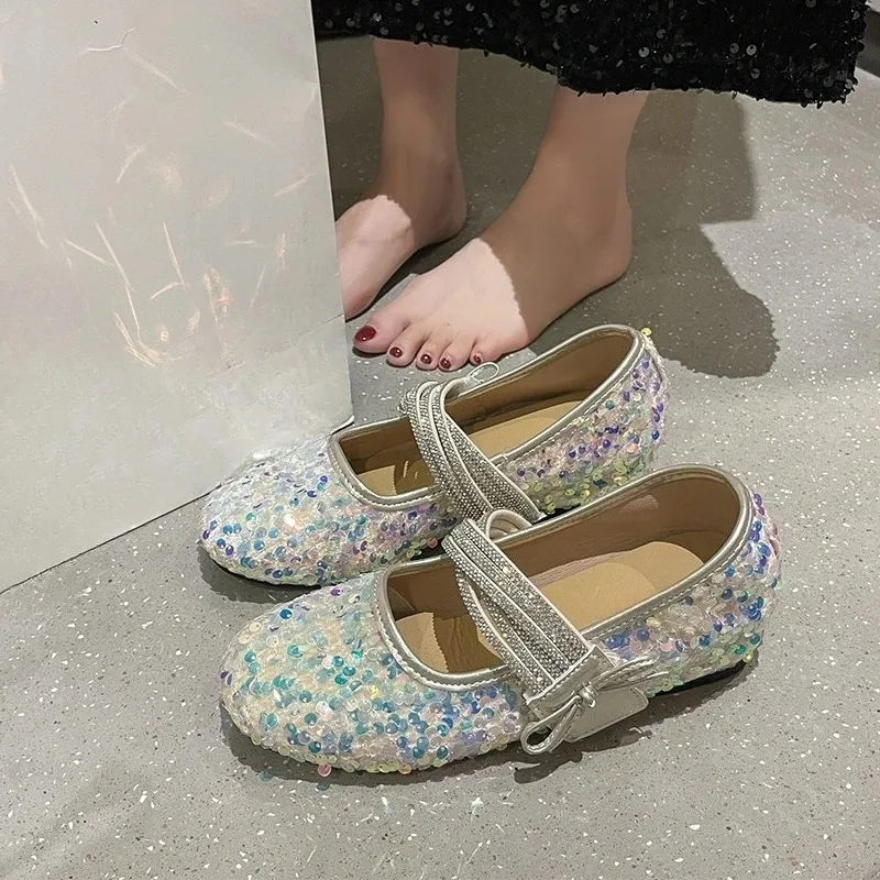 

Новинка 2025, французские туфли Мэри Джейн, женские туфли Морі со стразами и пайетками внутри