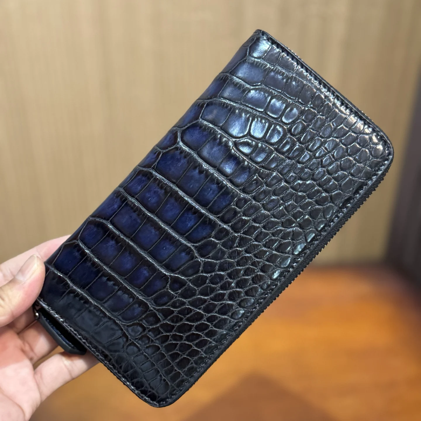 

DIMY 2025 New Handmade American Crocodile Leather Wallet Men's Single Pull Wallet Horizontal and Vertical Retro Rubbish Long Wal