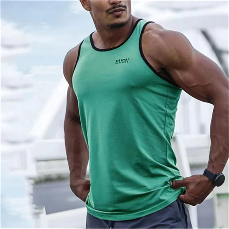 Summer Daily Trend Men's Tank Tops Outdoor Sports Running Fitness Crew Neck Sleeveless T-shirt Urban Street Men Clothing Vest