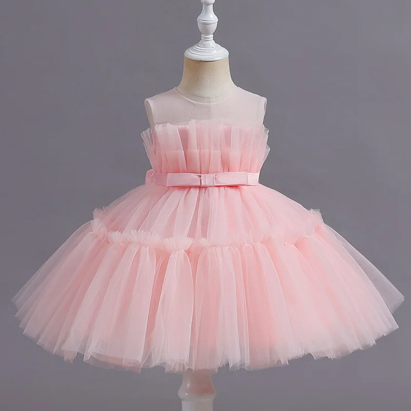 

Girls' Formal Dress Evening Gown Sleeveless Dress Mesh Puff Dress Toddler Performance Dress Host Dress