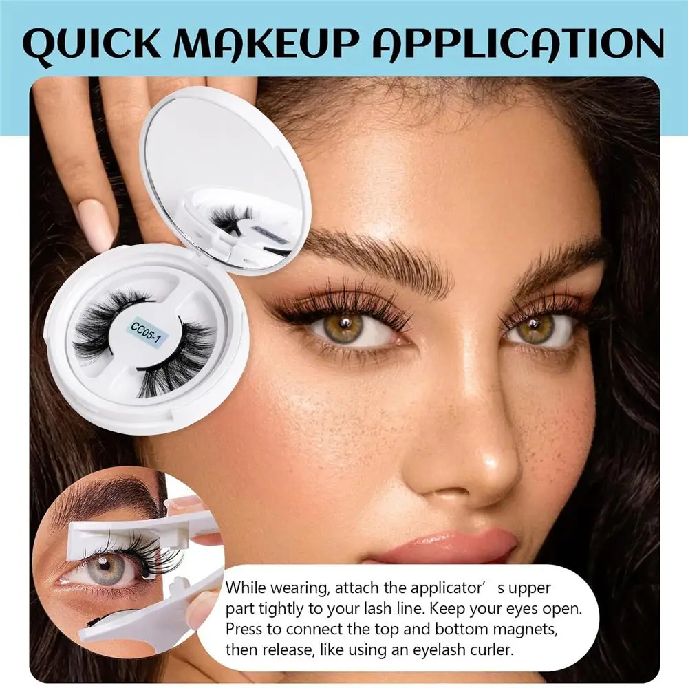 No necesita pegamento, alambre magnético suave, pestañas postizas, curvatura ajustable, Kit de pestañas magnéticas reutilizables, aspecto Natural con aplicador