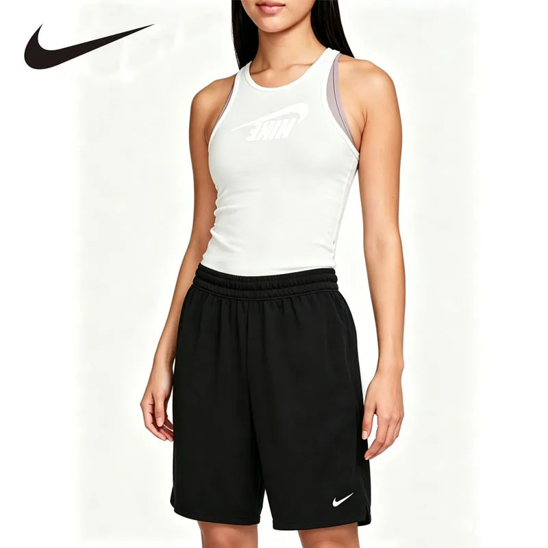 

Nike 2PCS Womens Sports Suit Sleeveless Breathable Knitted Vest DRI-FIT Sports Shorts FZ1143-133+IF2183-010