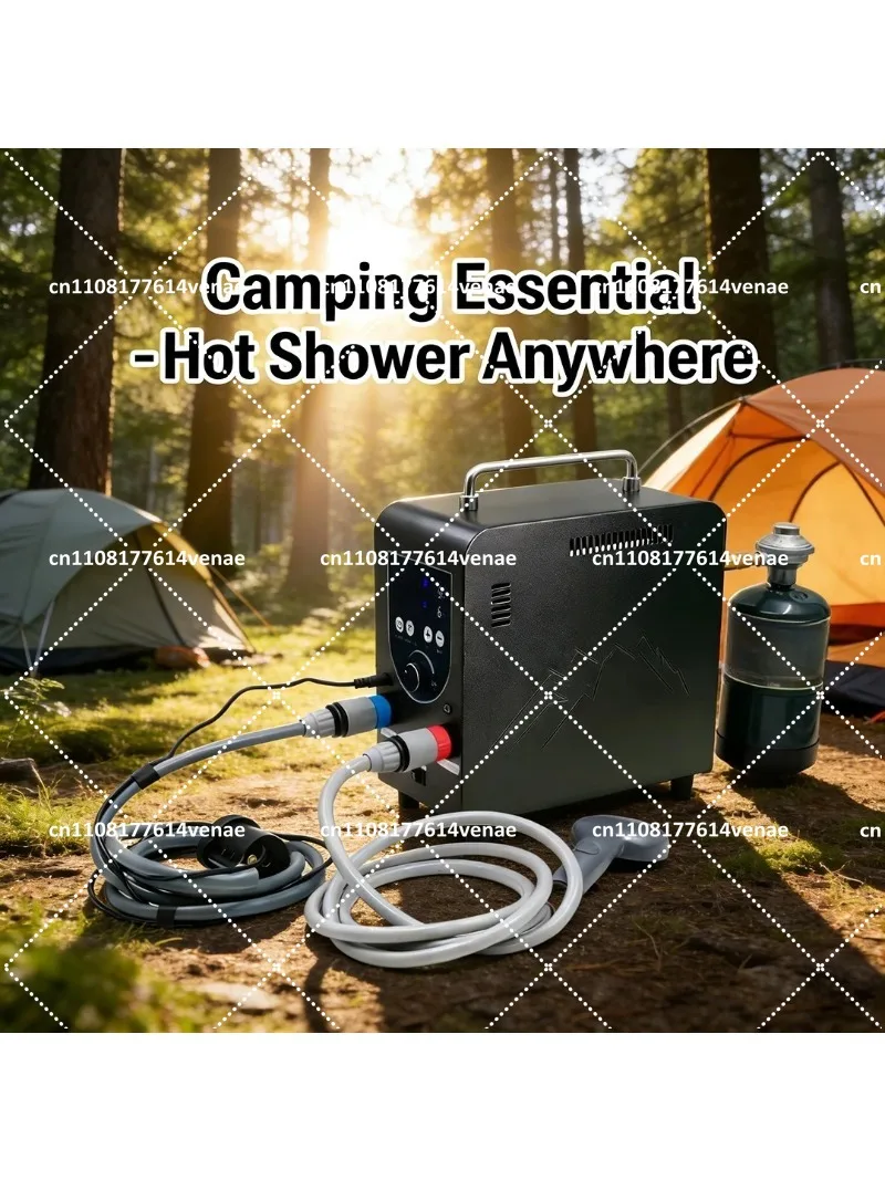 Portable Outdoor Gas Water Heater for Camping, Smart Temp Control, Travel Shower, Compact Easy Carry