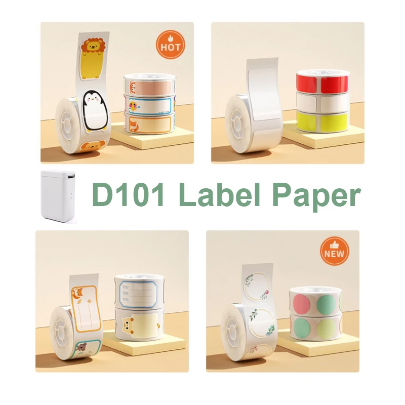 NIIMBOT D101 Label Printer Sticker Paper White Color Cable Label Papers Waterproof Price List Tag Color Sticker Roll Paper