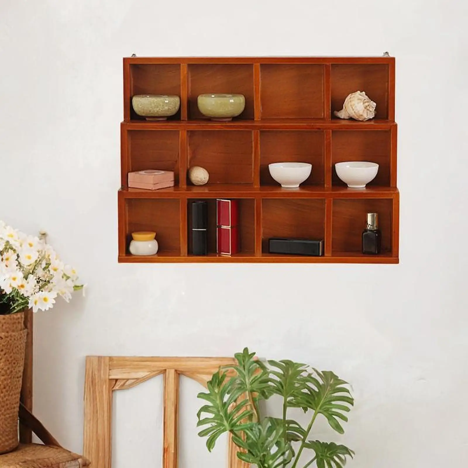 

Wall Mounted Teapot Display Stand Wood Tea Cup Holder for Coffee Mug Cabinet