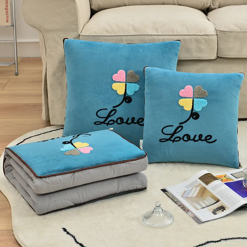 

Вышитая декоративная подушка-плед для автомобиля, дивана, офиса, для сна, для кондиционера, подарок, домашний декор, наполнитель из ПП хлопка