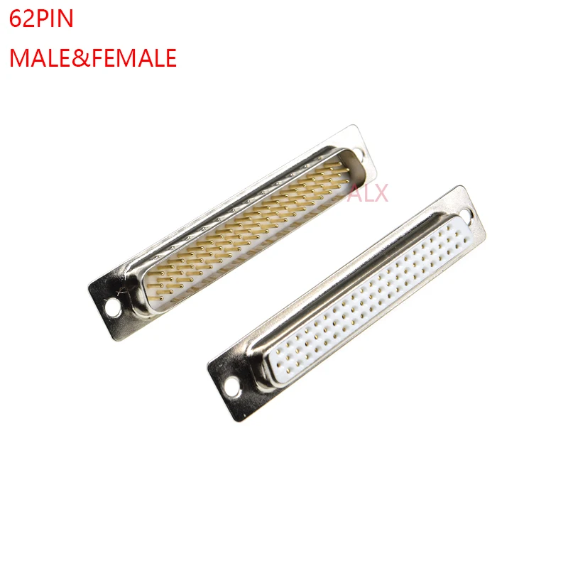 1PCS 3U Gold Plated Solid Pin HDD62 MALE FEMALE CONNECTOR Solder Type D-Sub 62pin serial port Adapter 62 pin 62P