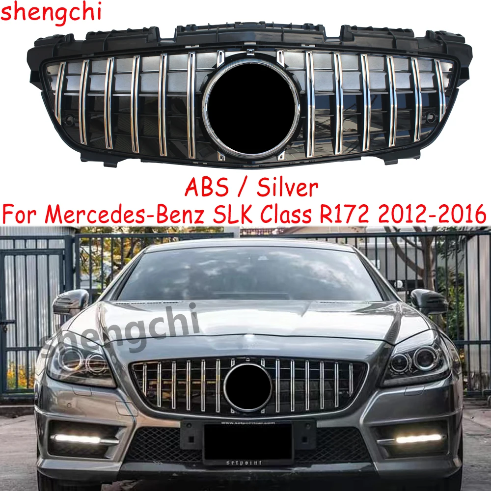 SLK Class R172 GT Style Silver Front Grille for Mercedes-Benz SLK200 SLK250 SLK350 Front Bumper Grill Mesh 2012-2016