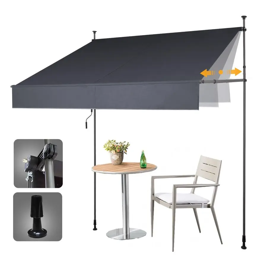 

Manual Retractable Awning 118 W x 118 H,Side Bar 4759in Patio Awning Retractable Outdoor Sunshade Shelter Height Adjustable Suns