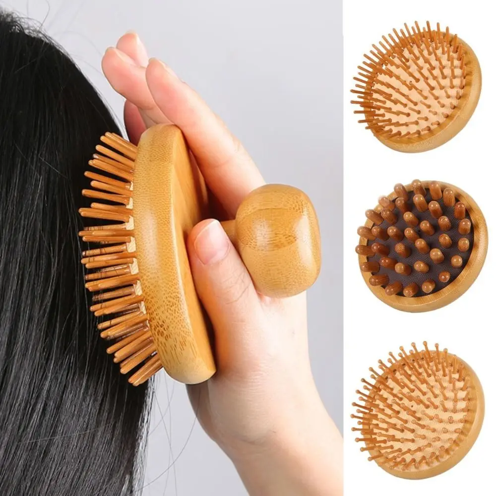 정전기 방지 에어 쿠션 마사지 빗, 휴대용 침혈 자오선 브러시, 미용, 넓은 치아 대나무 에어백 헤어 빗