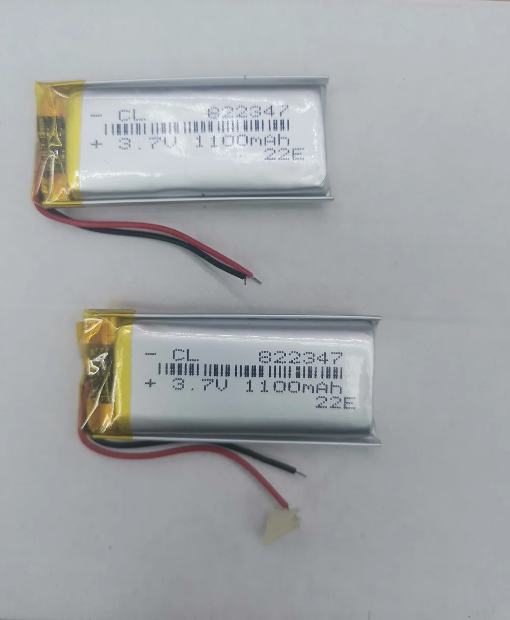 3.7V 2 wires 822347 1100mah lithium battery with protection board , used for bluetooth MP4 1pcs/lot