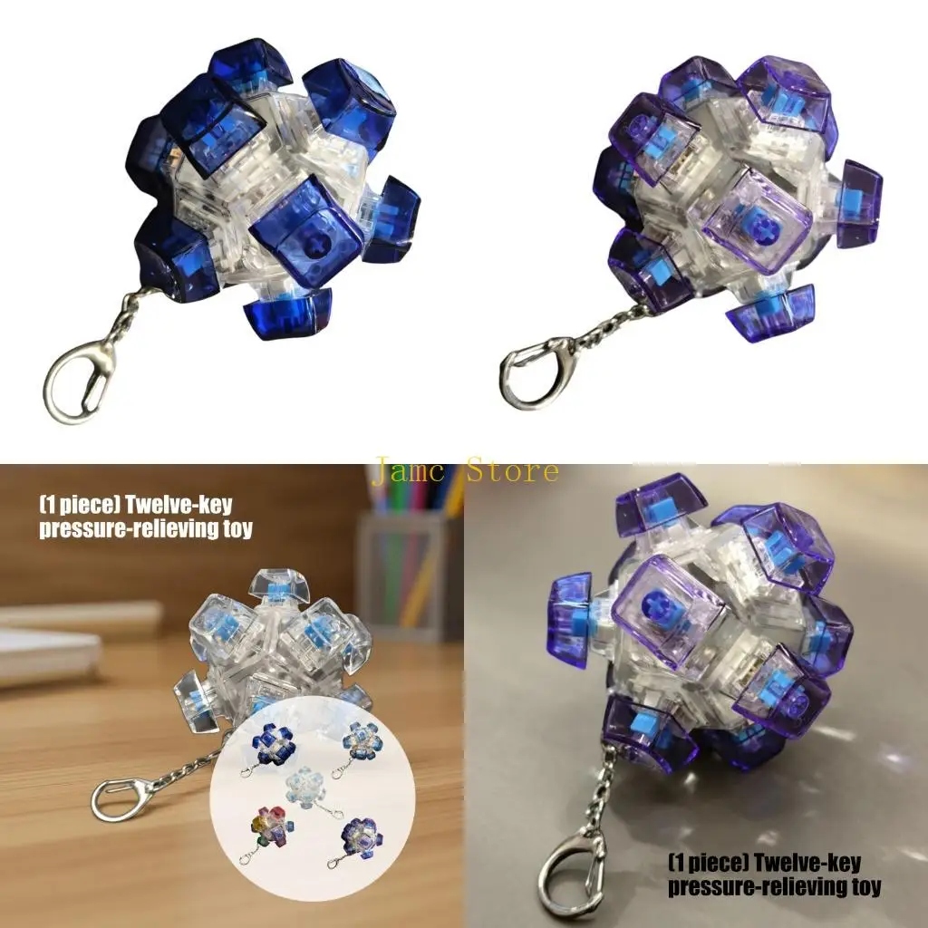 LX0B LED Light Up 12 Keyboard Keychain Handheld Decompression Device For Attention And Productivity