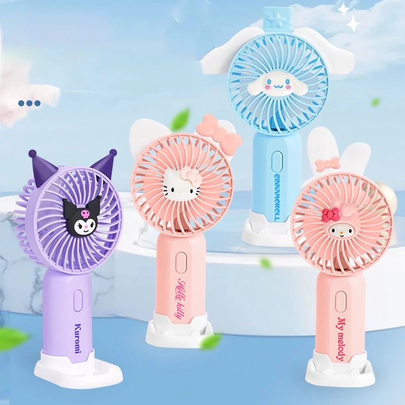 

Sanrio Hello Kitty Kawaii Anime Handheld Fan Cute Cartoon Cinnamoroll My Melody Portable Usb Charging Fan Lovely Gifts for Kids