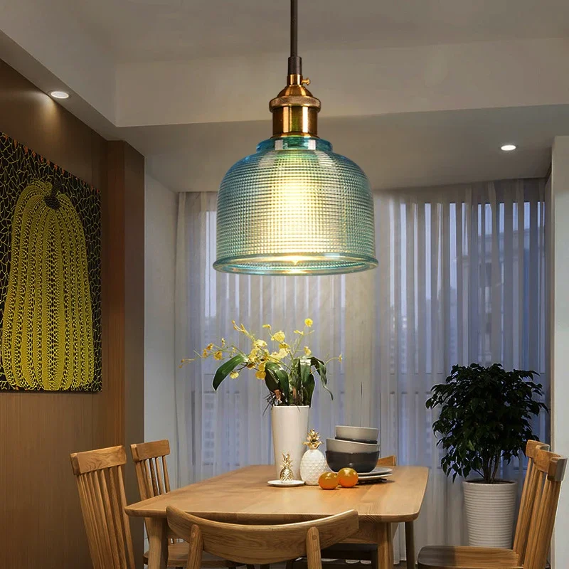 Nordic glazen hanglamp moderne messing creatieve minimalistische kroonluchter voor eetkamer E27 transparante lampenkap voor restaurant