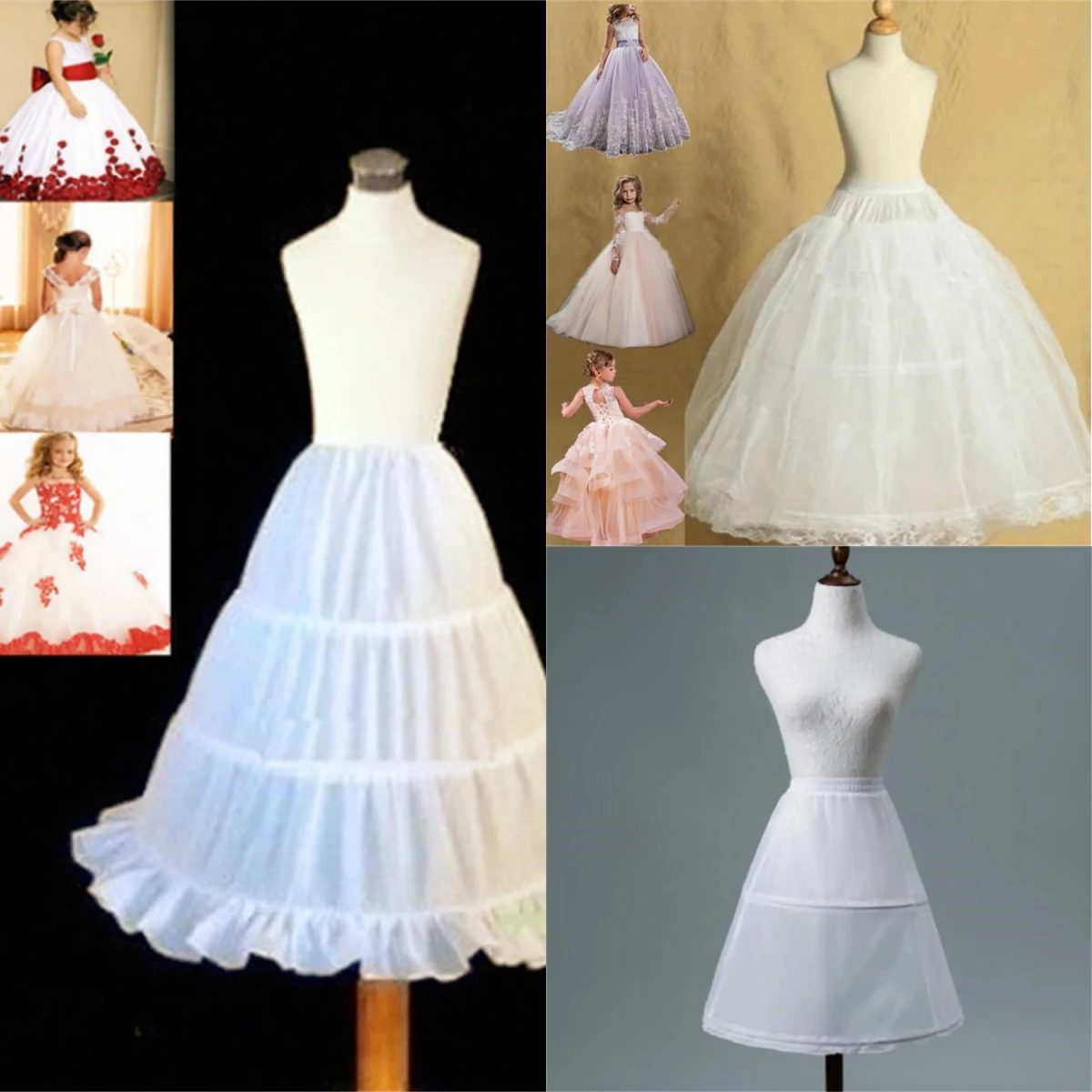 Petticoat Flower Girl Petticoat Short Children Skirt 35-75CM Length Baby Kids White Underskirt Crinoline