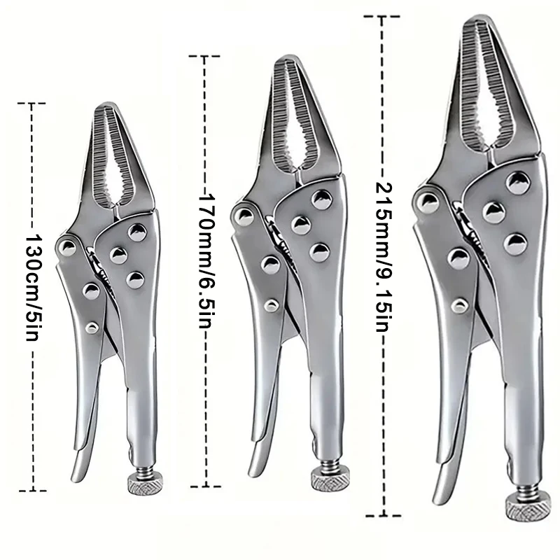 Hochleistungs-Langnasen-Spannzange, Verstellbare Selbstverriegelnde Schraubzange, Robustes Metall-Klemmwerkzeug für Reparaturen in Verschiedenen Größen – Detail 2