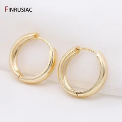 New Trendy Gold Plated Brass Round Circle Earrings For Women Jewellery Simple Hoop Earring Ladies Party Gift