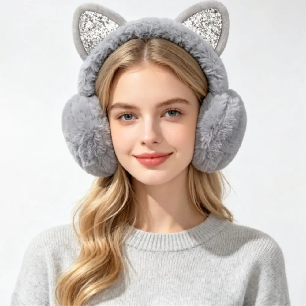 Winter Warm Earmuffs Plush Soft Ear Muffs Fashion Cat Ear Style Thickened Protection Accessories For Women Daily Commute