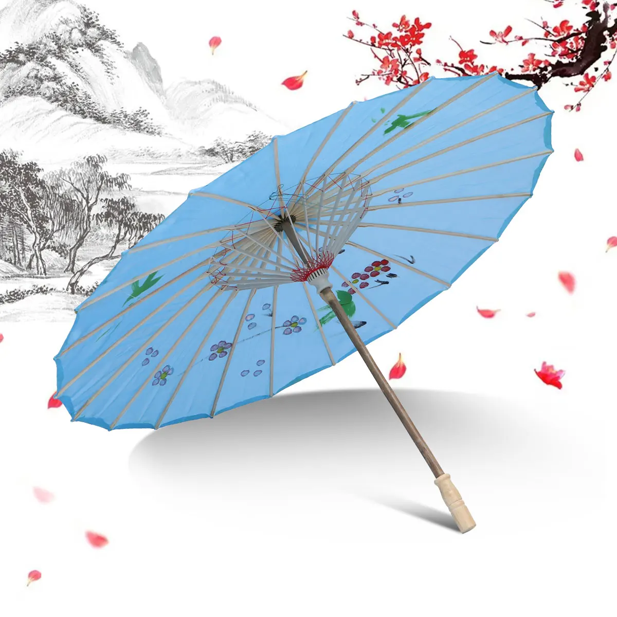 

Oil Paper Umbrella Classical Flower Silk Dancing Performance Props Decoration Traditional Crafts High Quality Wood