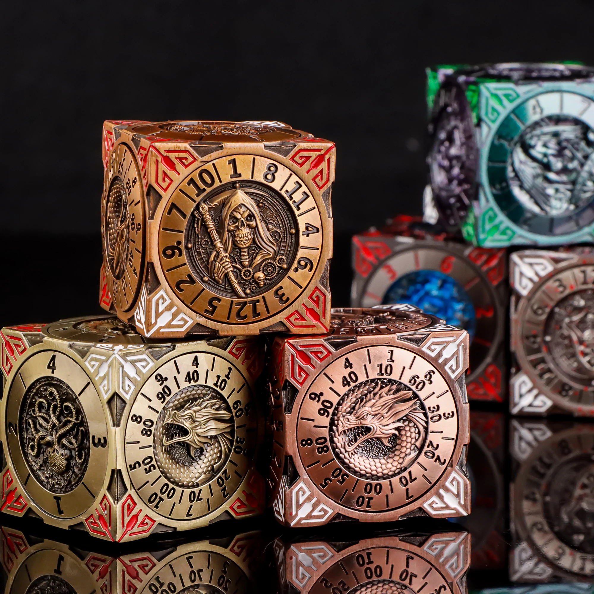 

7-в-1 D6 игральные кости, набор кубиков-спиннеров, кончик пальца, гироскоп, рулетка, компас, игральные кости для подземелий и драконов, игровые аксессуары DND