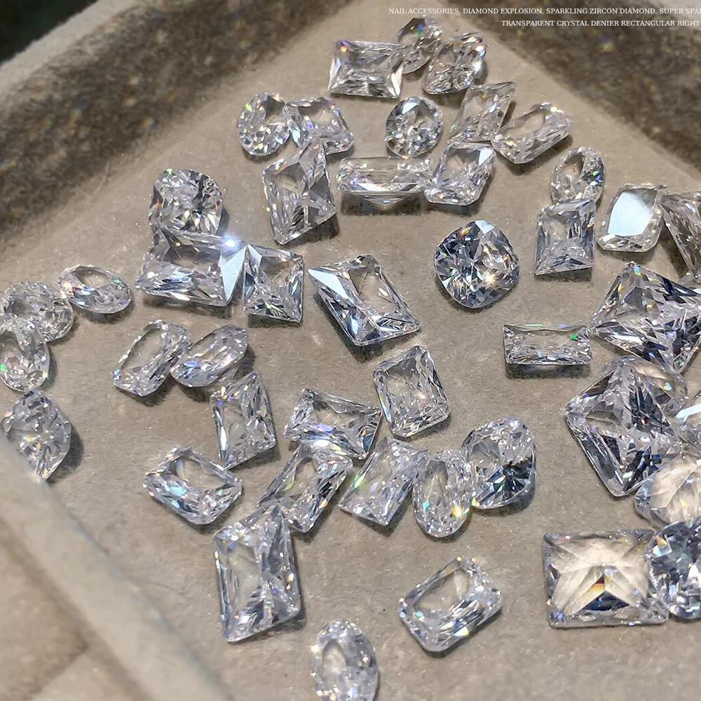 10 pz 4-10mm Fondo A Punta Zirconia Unghie artistiche Strass Quadrato/Rettangolo/Ovale Scintillante Decorazioni Per Unghie Artigianato FAI DA TE Manicure *