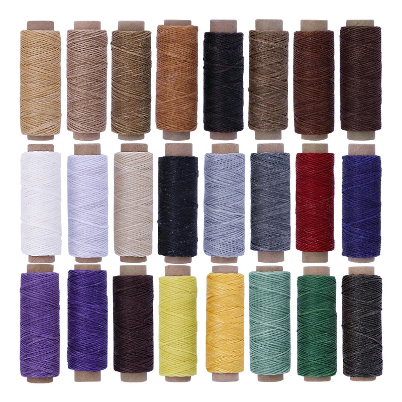 24Color Leather Sewing Flat Waxed Thread String Polyester Cord Craft Stitching Bag Bookbinding Sail Bracelet Braid Jewelry Tool