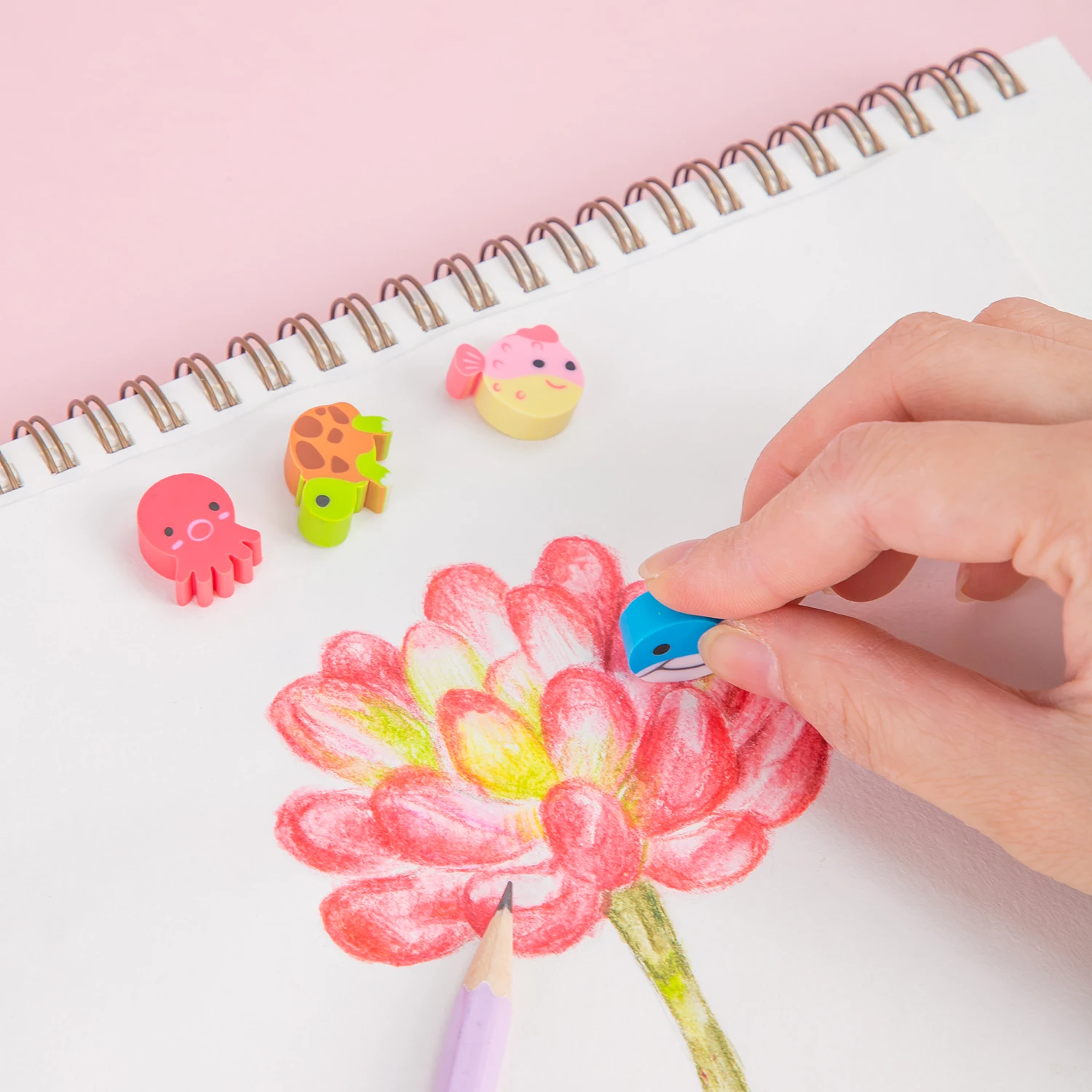 Deli-Borrachas Em Forma de Animais Kawaii, Borracha Macia, Limpar Eraser Pencil Set para Crianças, Escritório, Escola, Arte Suprimentos, Papelaria Presente, 20Pcs