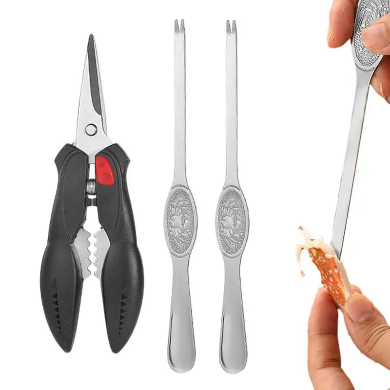 Seafood Cracker Tool Set Crab Leg Pick Utensils Set Multipurpose Stainless Steel Lobster Shrimp Crayfish Crawfish Scissors For