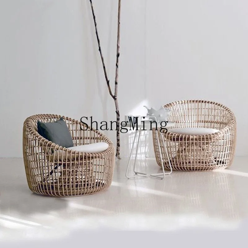 

FG outdoor sofa woven rattan chair coffee table combination simple leisure rattan folk balcony furniture villa indoor chair