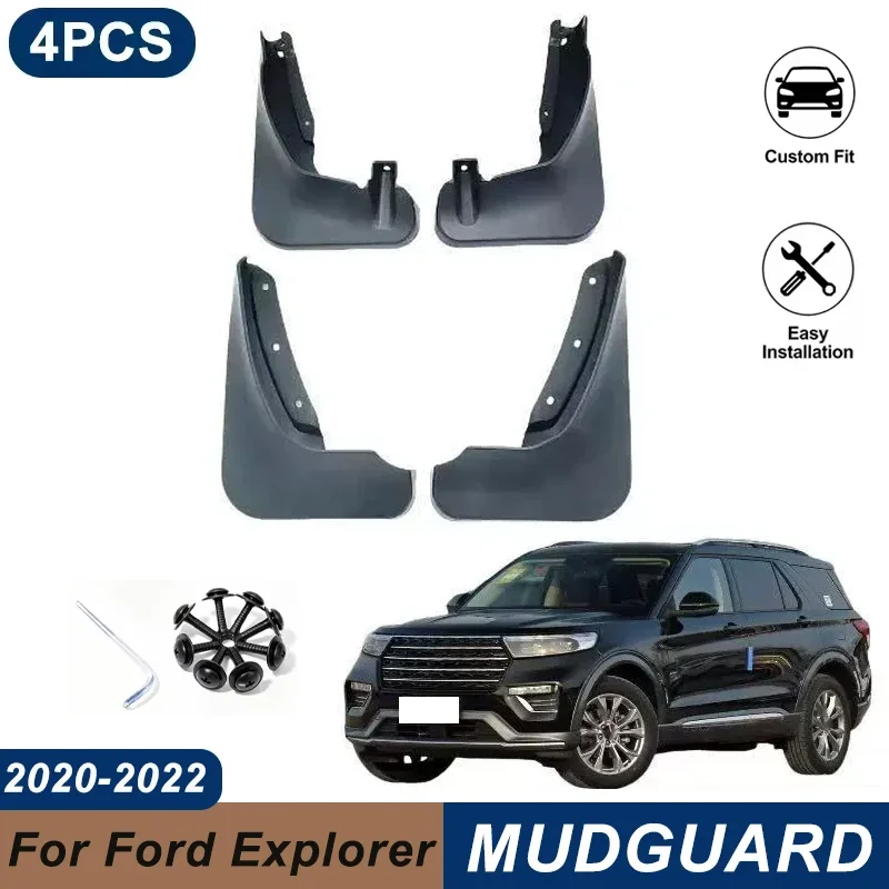 4PCS Car Mud Flaps For Ford Explorer U625 2020-2022 Waterproof Anti-Splash Fender Mudguards Auto Exterior Accessories