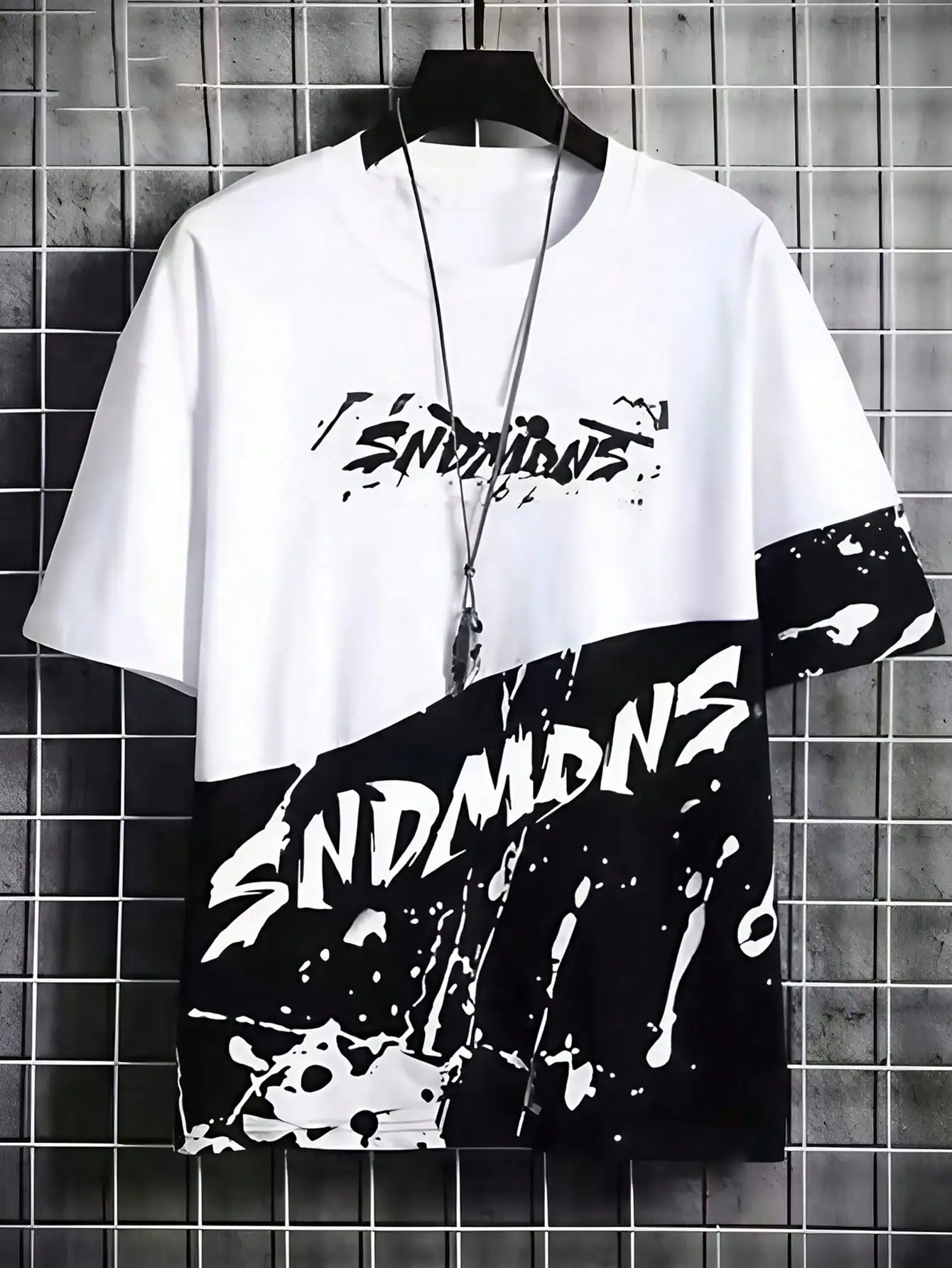 

Men's Graphic Print Colorblock Loose Fit Short Sleeve T-Shirt, Summer Casual Wear