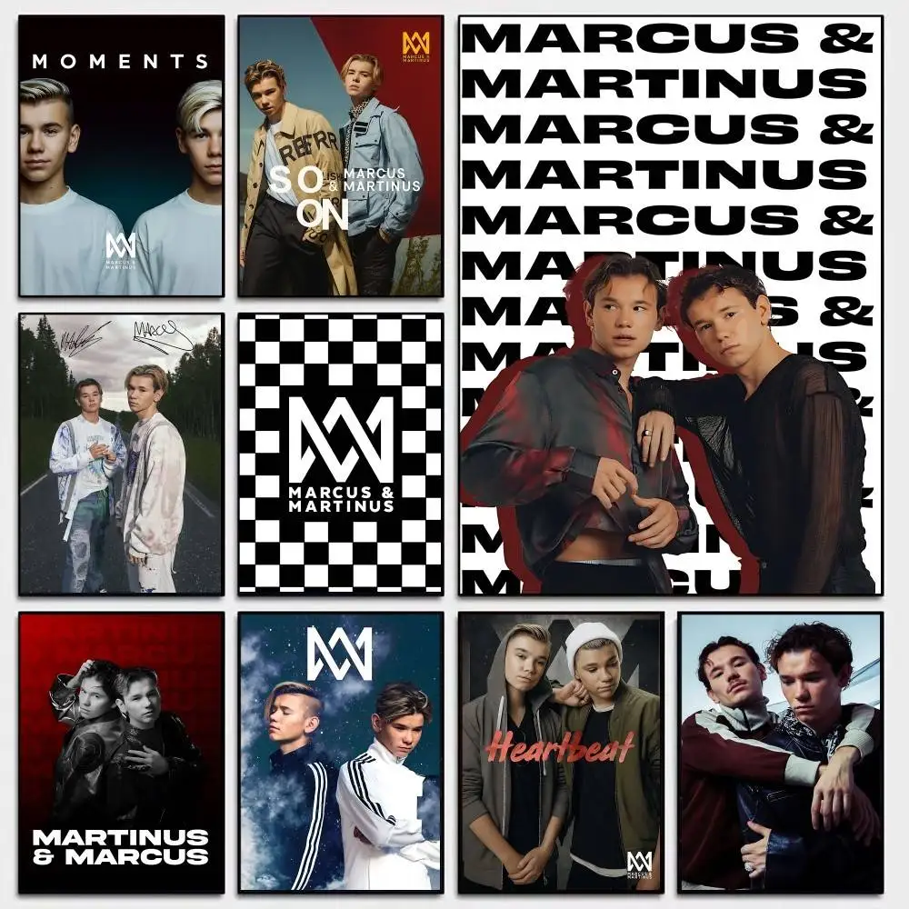 Marcus And Martinus Music Anime Posters Sticky Decoracion Painting Wall Art White Kraft Paper Wall Decor