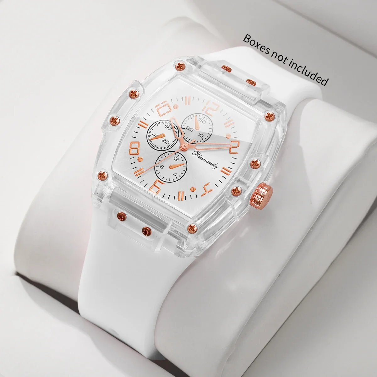 Fashion Tonneau Dial Women Quartz Watch Casual Silicone Strap Students Sports Wristwatches Relogio Feminino（Without Box）