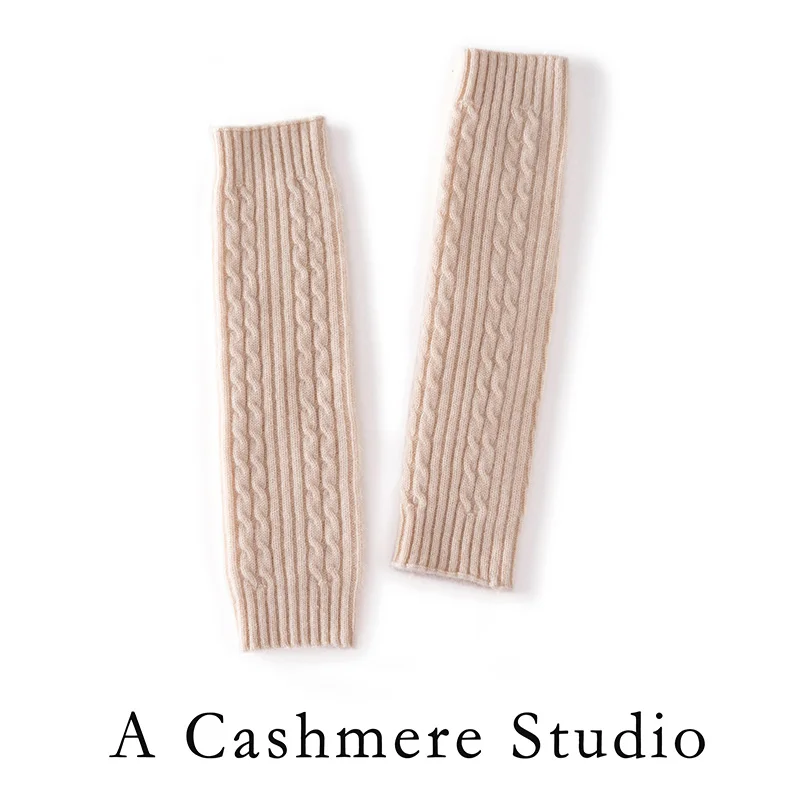 100% Cashmere Women's Arm Sleeve Winter Outdoor Sports Warm Knitted Arm Sleeve 38cm Solid Color High Quality Arm Sleeve
