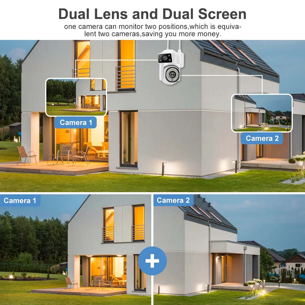 4K 8MP WiFi Camera Outdoor Dual Len Dual-screen Auto Tracking PTZ Cam 8X Zoom Security Protection CCTV Video Surveillance Camera