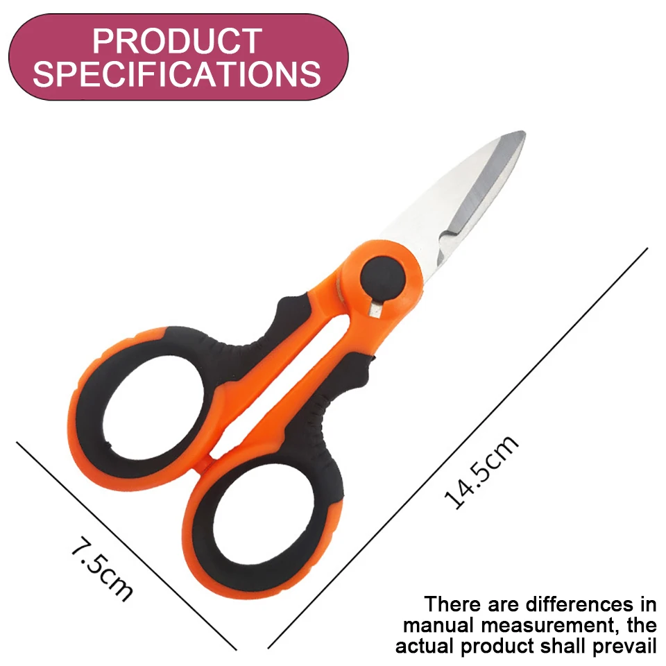 Loogdeel 420 Stainless Steel Fishing Scissor Accessories Electrician Portable Scissors Plier Cut PE Braid Line Lure Carp Fish