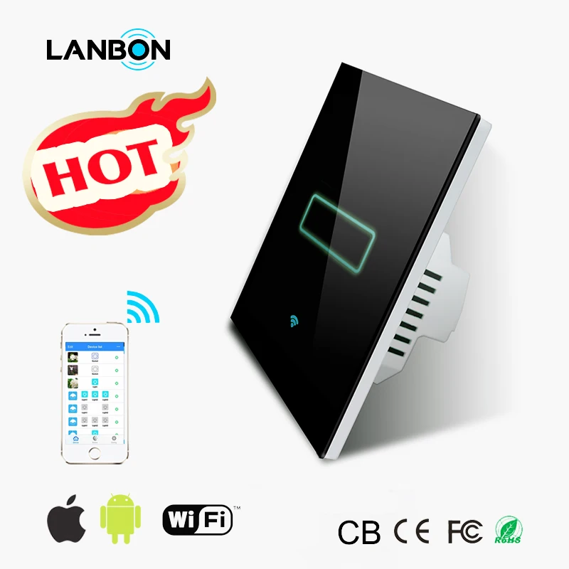 LANBON US Standard L6 Series vidrio blanco 1 Gang 1 vía luz Interruptor táctil de pared interruptor eléctrico para Google Home y Alexa