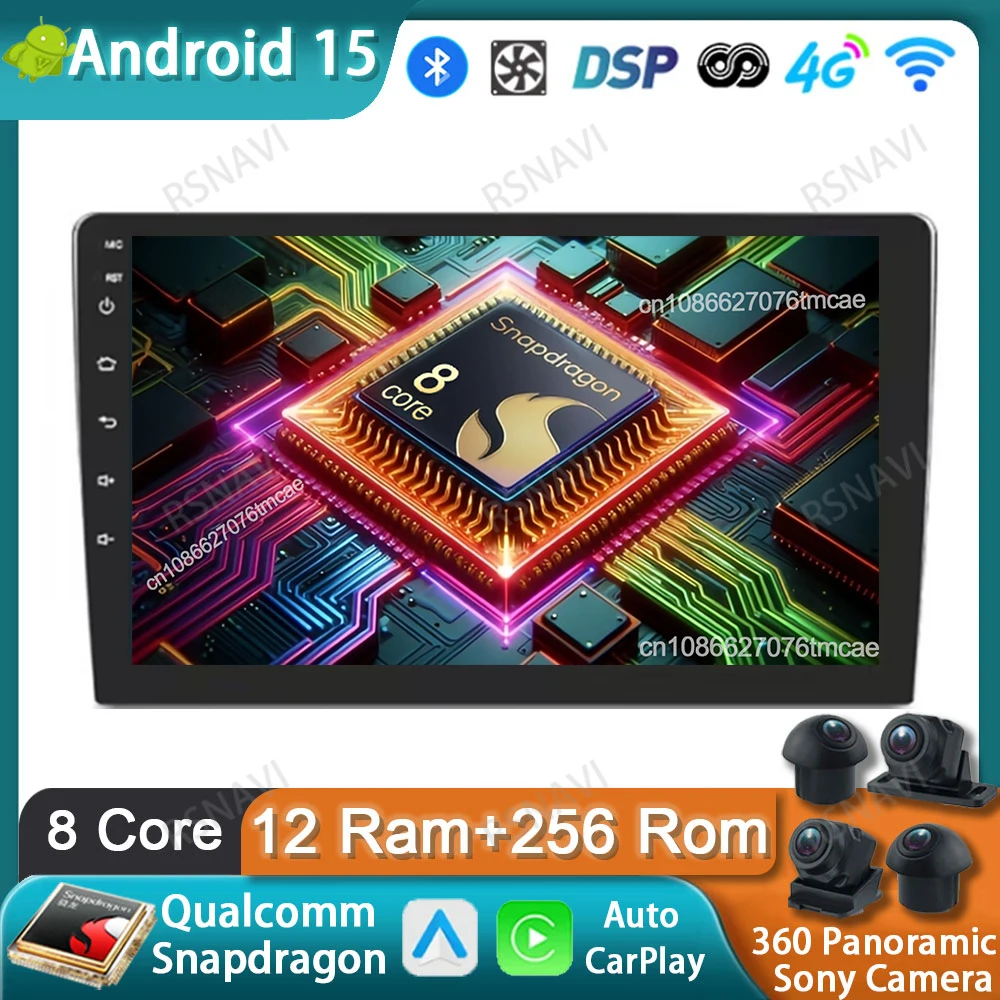 Android 15 9/10 inch Navigation Video Player No framework GPS DSP Stereo Head Unit Smart Car Radio Multimedia Auto Car System BT