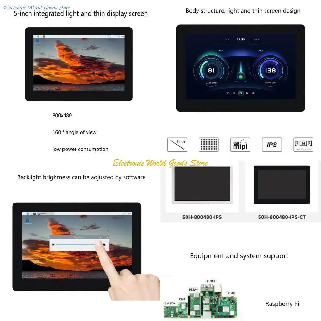 

A3PD 5in Capacitive TFT LCD Display 800x480 for 4