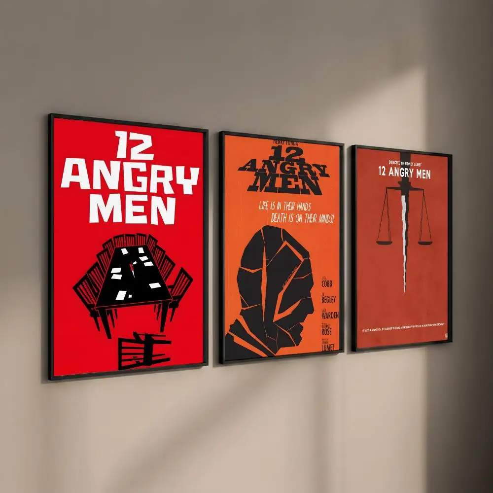 Classic Courtroom Drama Movie 12 Angry Men Poster Self-adhesive Art Waterproof Paper Sticker Coffee House Bar Room Wall Decor