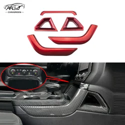 ABS Carbon Fiber Color or Red Center Console Line Gear Shift Decorative Trim for Ford Ranger Everest Raptor 2023