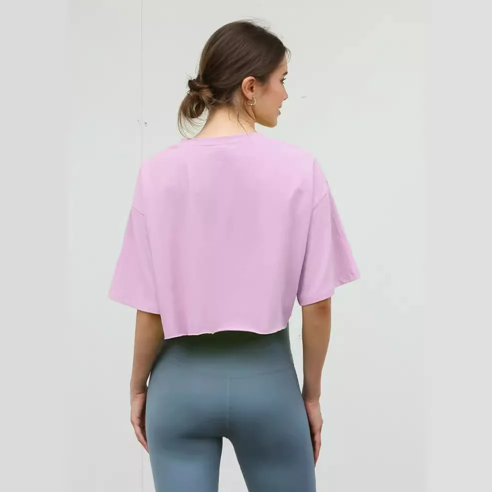 2025 Woman Clothing Top Women Basic New Women's Short-Sleeve T-Shirt Y2K Style Solid Color Cropped Round-Neck Sporty Top