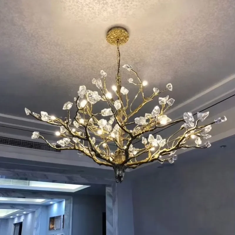 Wholesale 110V Modern Crystal LED Fan Chandelier Large Glass Light for Living Room Bedroom AC Power Hanging Installation