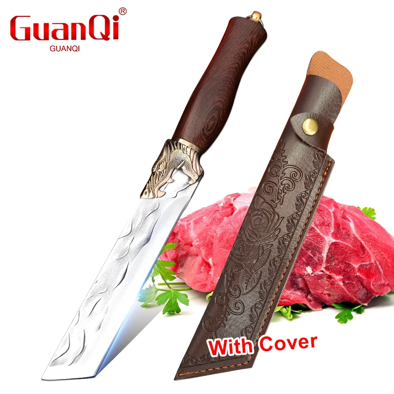 Stainless Steel Cleaver Knife 7 inch Forged Handmade Kitchen Chef Butcher Knife Wooden Handle Meat Fish Beef Cooking Knives