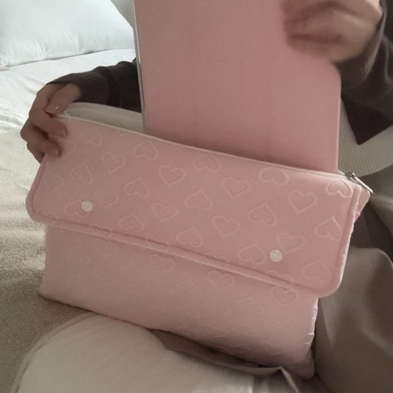 

Korean Ins Heart Laptop Bag Tablet Sleeve Case 11 13.3 14 15.6 Inch For Macbook Air 13 Pro ForXiaomi ForDell Notebook Soft Case