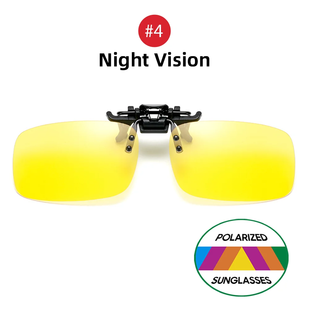 VIVIBEE Klassische Flip Up Clip auf Sonnenbrille Angeln Männer Quadratische Polarisierte Linse Nachtsicht Fahren UV400 Frauen Gläser – Detail 12