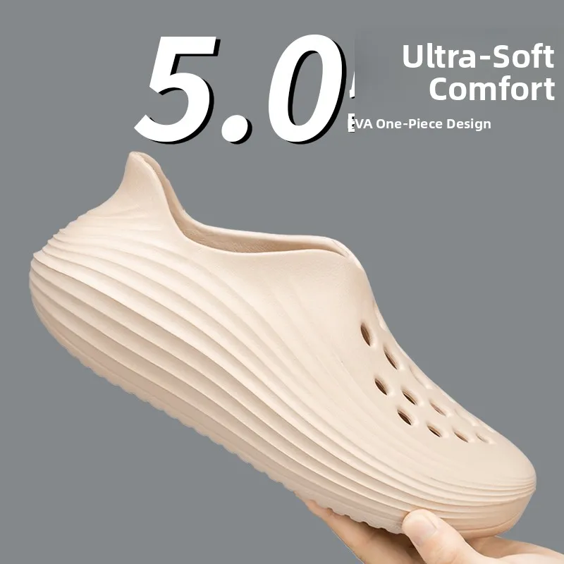 ReactX Rejuven8 Men's Outdoor Sports Sandals Summer New Waterproof Hole Hole Shoes Casual Breathable Thick Bottom EVA Slippers