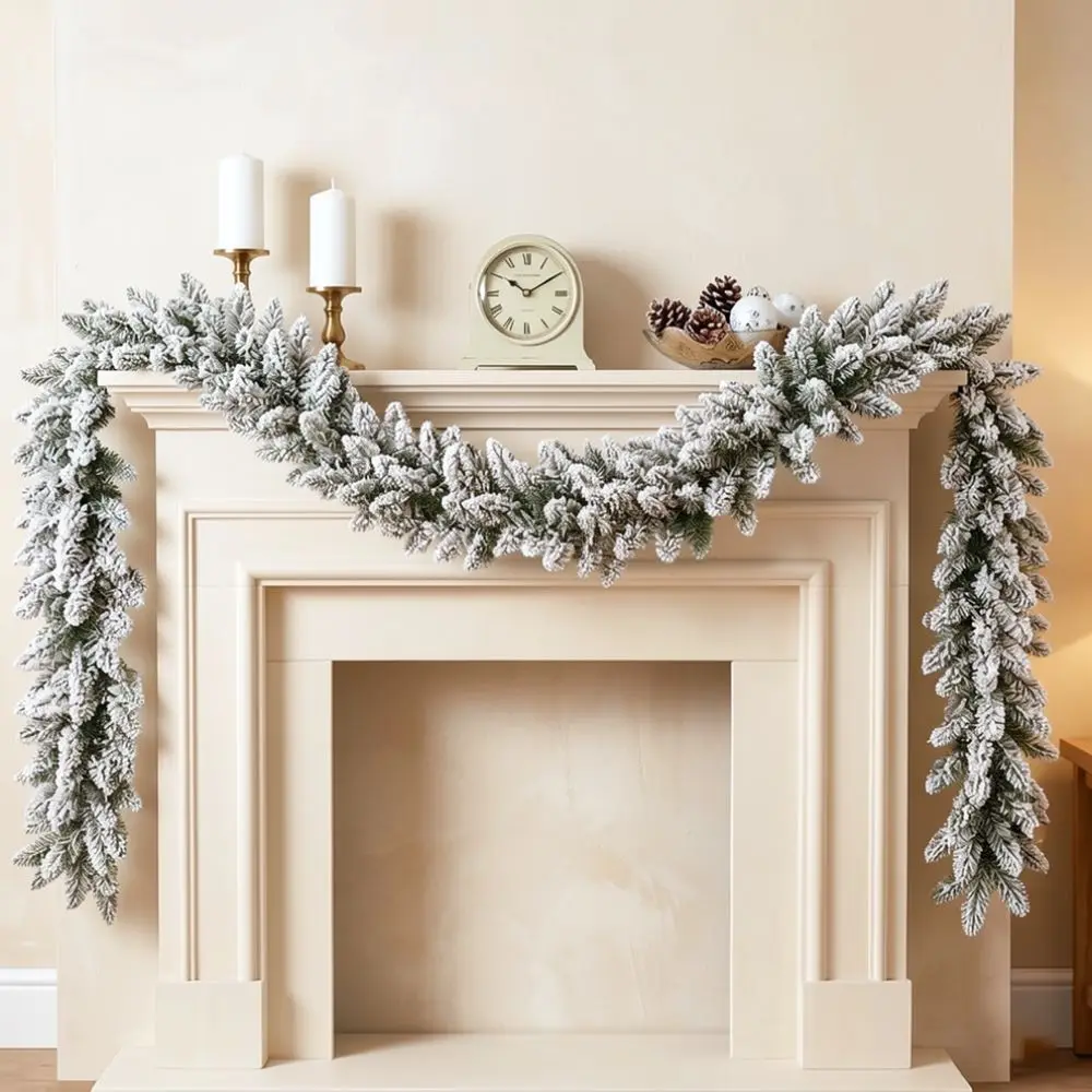 Luxury Christmas Flocked Garland PVC Artificial Vine Holiday Home Party Commercial Space Wall Hanging Decor