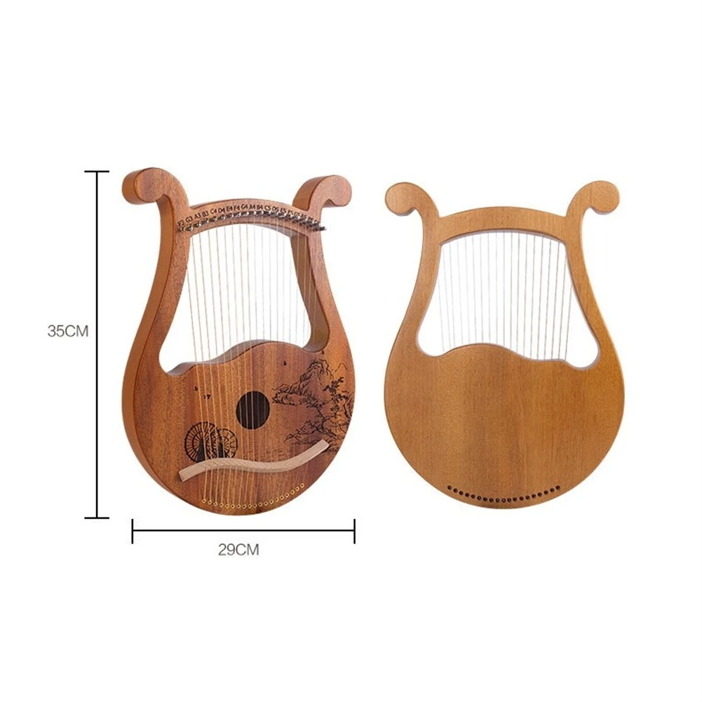 Compact Size The 19 Metal Strings Lyre Harp Lyre Harps Wooden Lyre Mahogany String Instrument Mahogany Wooden Lyre